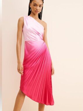 Adelyn Rae One-Shoulder Pink Gradient Dress